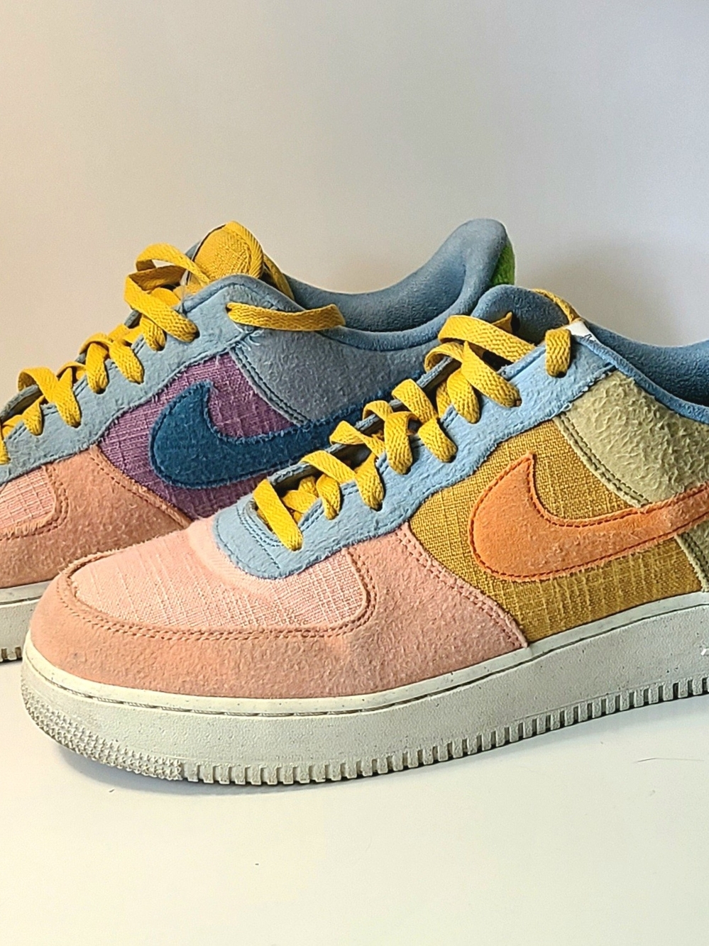 Nike Yellow Laced Sneakers with Orange Swoosh Accent